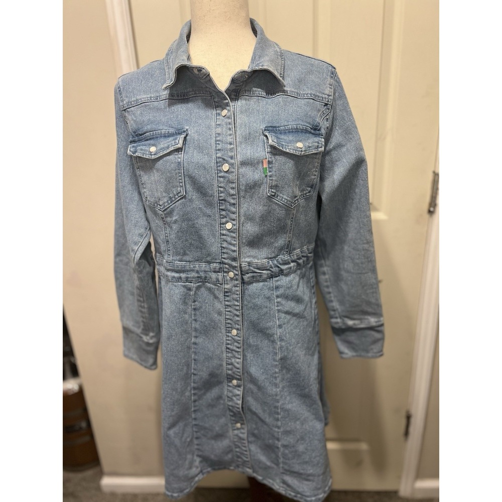 Ivy Store Denim Women's Dress‎ Size Large Pearl Snap